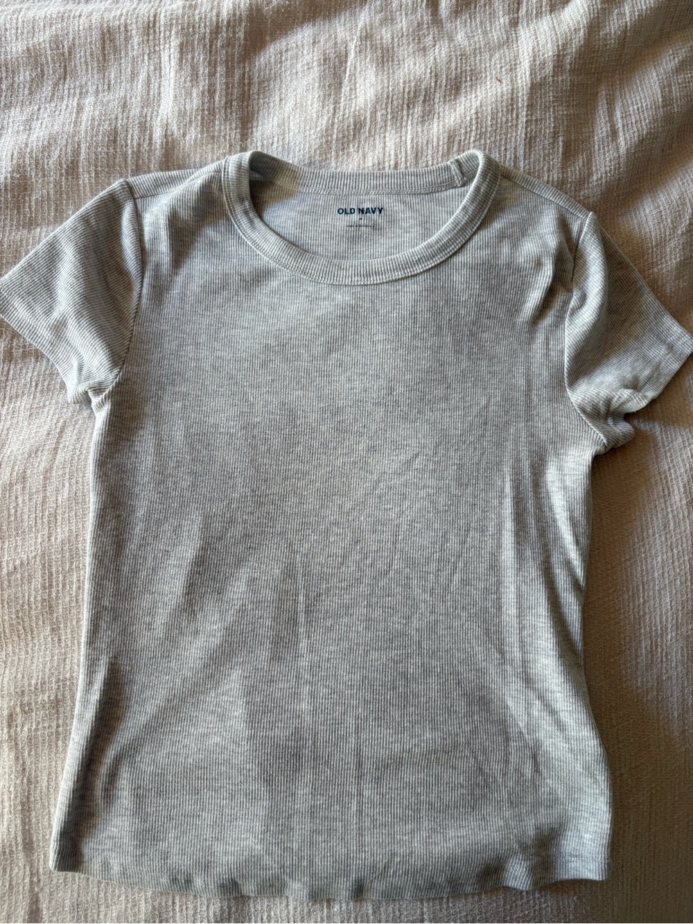 Old Navy Gray Ribbed Crewneck Tee
